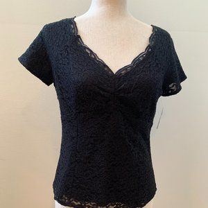 Talbots Dressy Black Lace Blouse - Size 6